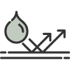 Water droplet deflected by arrows icon, illustrating Pergomatic pergola’s gasket seals and gutters for full waterproofing.